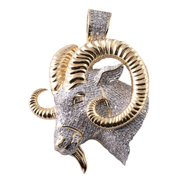 Aries Zodiac Diamond Ram Pendant 10K gold